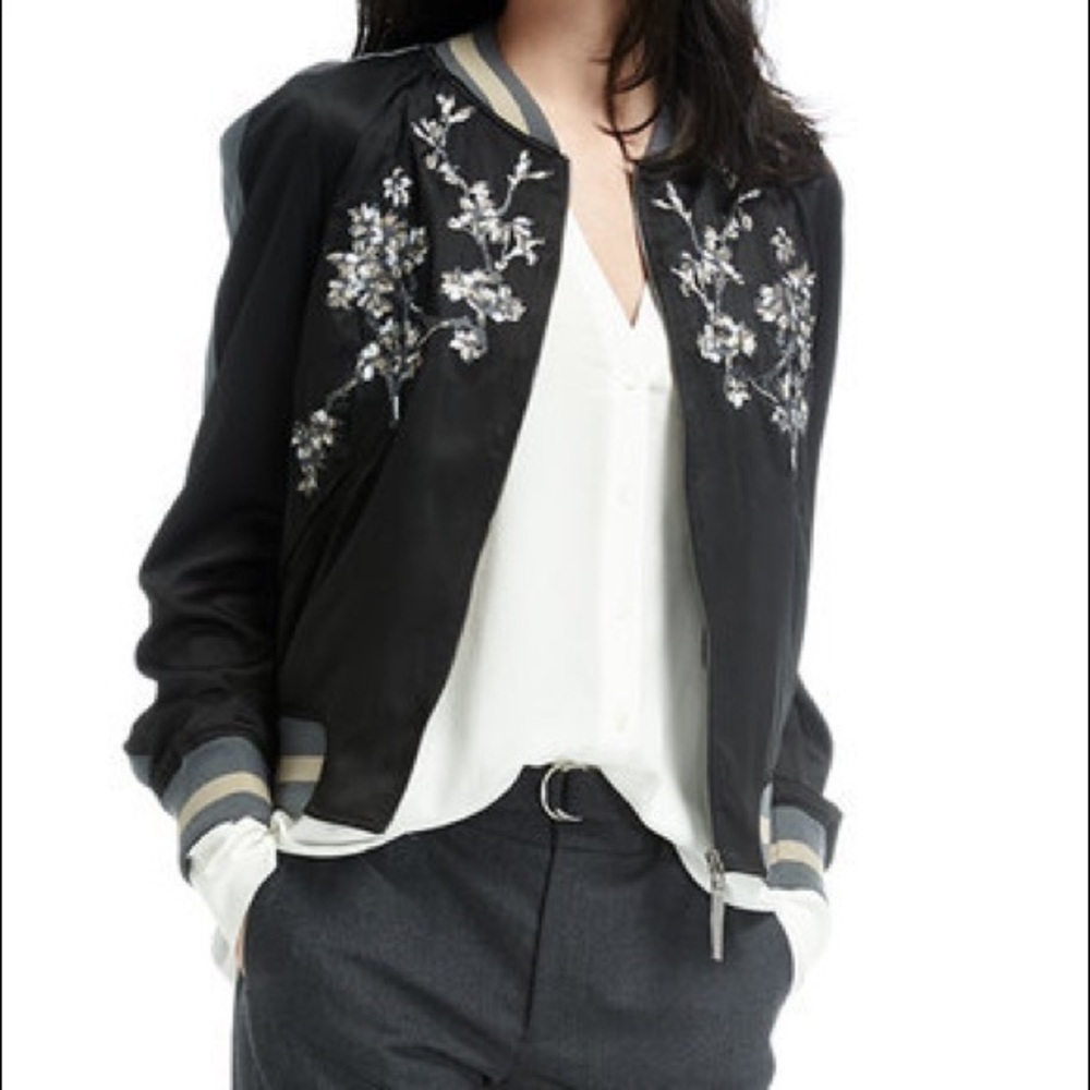 Groovy Monkey Floral Embroidered Bomber Jacket